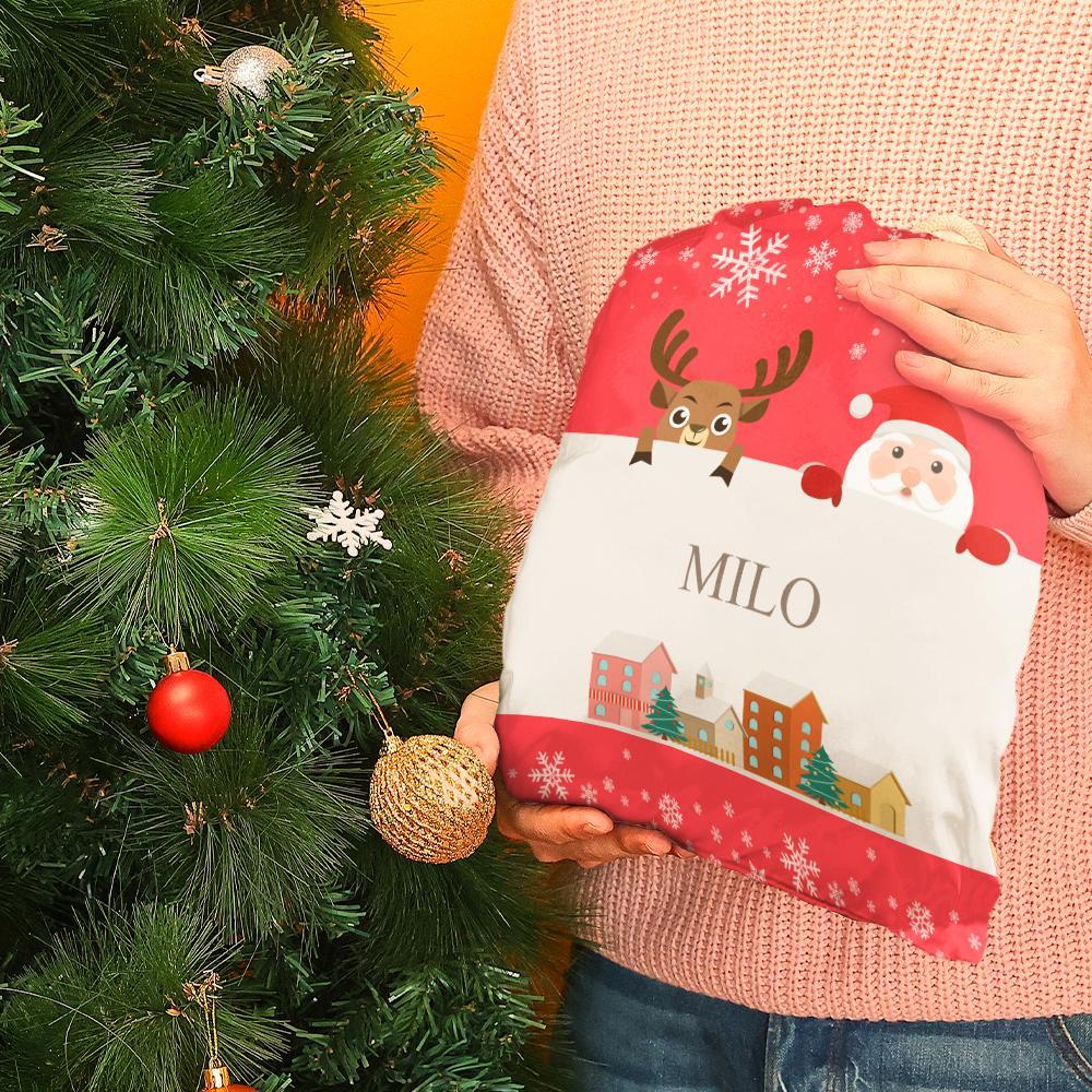 Custom Engraved Bag Santa and Elk Christmas Bag Santa's Sack - 