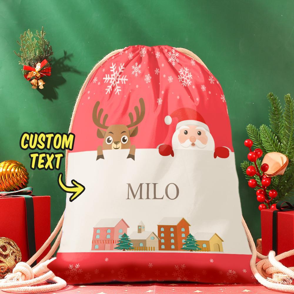 Custom Engraved Bag Santa and Elk Christmas Bag Santa's Sack - 