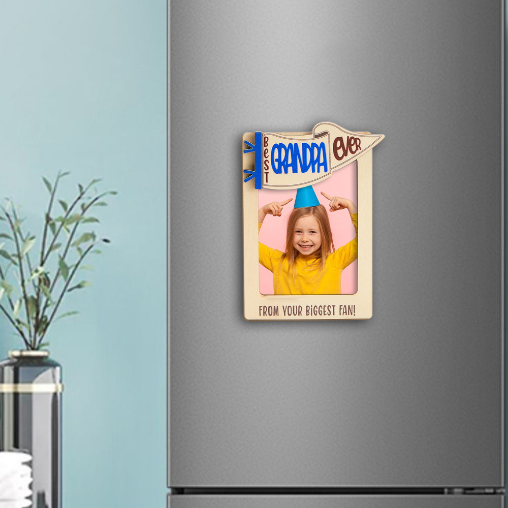 Custom Photo Engraved Frame Fridge Personalized Picture Frame Fridge Magnet Gift for Kids - 