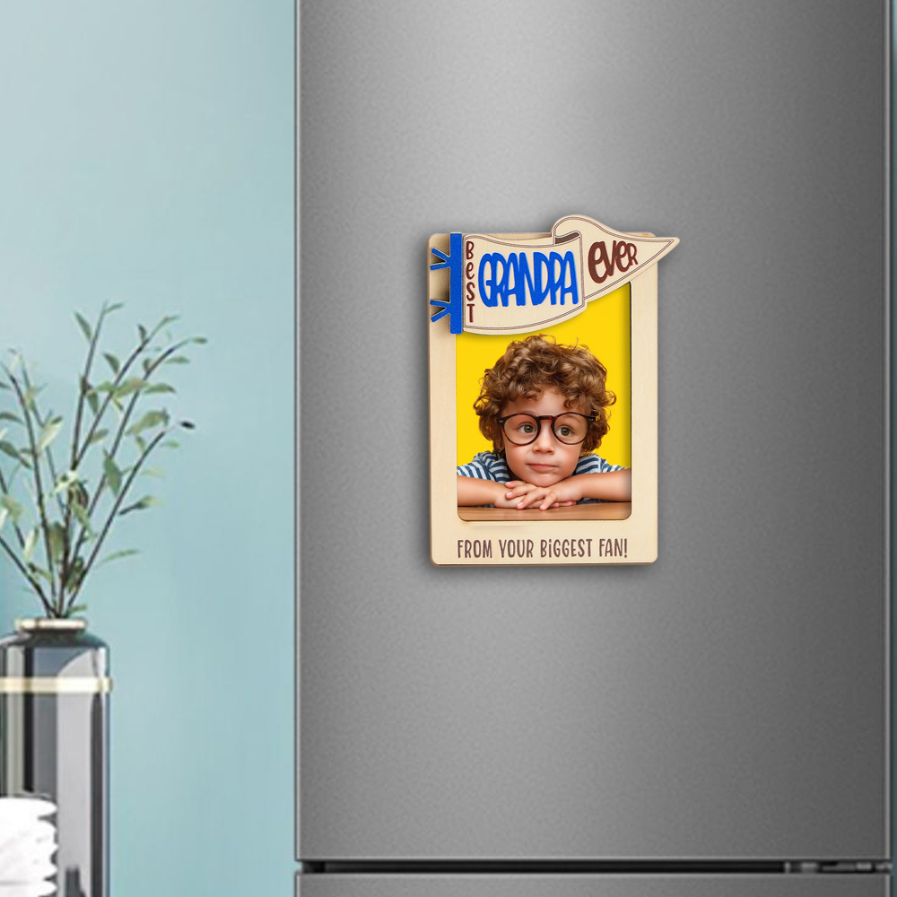 Custom Photo Engraved Frame Fridge Personalized Picture Frame Fridge Magnet Gift for Kids - 