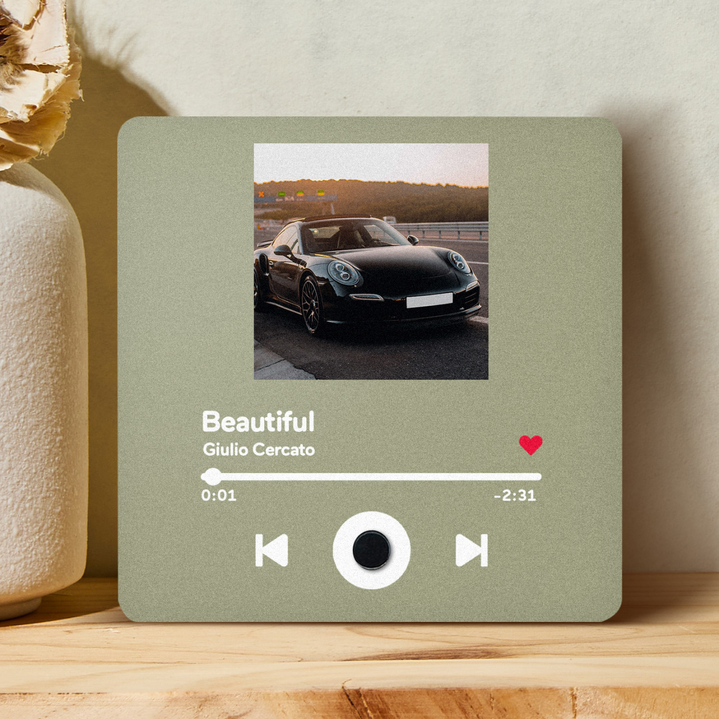 Personalized Spotify Fridge Magnet Customized Red Album Music Fridge Magnet Can Play Songs Gifts for Car Lovers - 