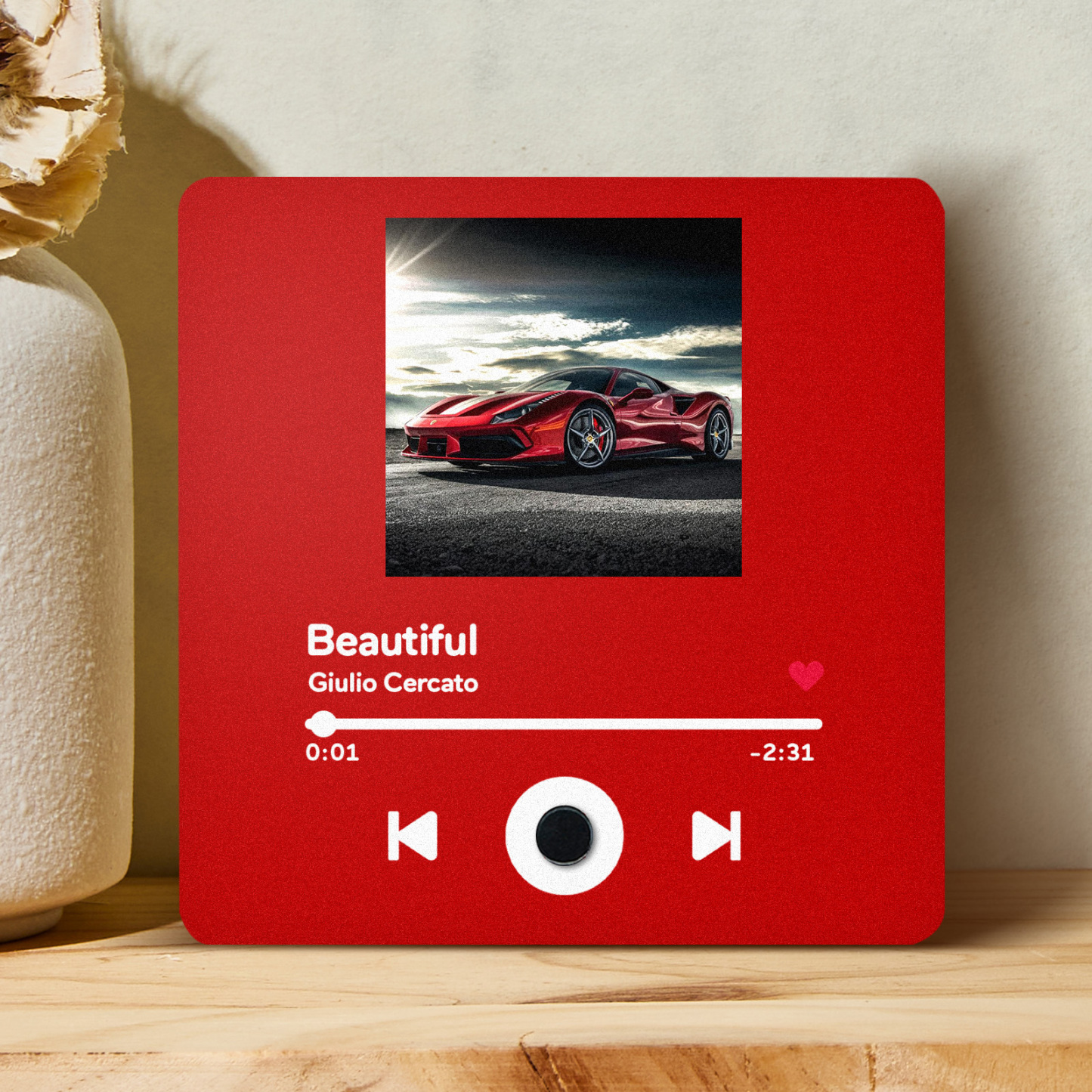 Personalized Spotify Fridge Magnet Customized Red Album Music Fridge Magnet Can Play Songs Gifts for Car Lovers - 