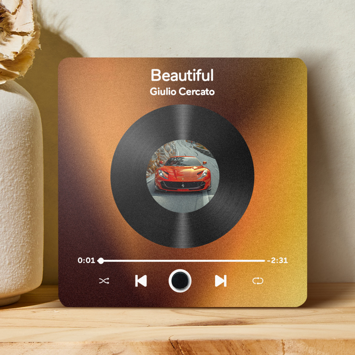Personalized Spotify Fridge Magnet Customized Red Album Music Fridge Magnet Can Play Songs Gifts for Car Lovers - 