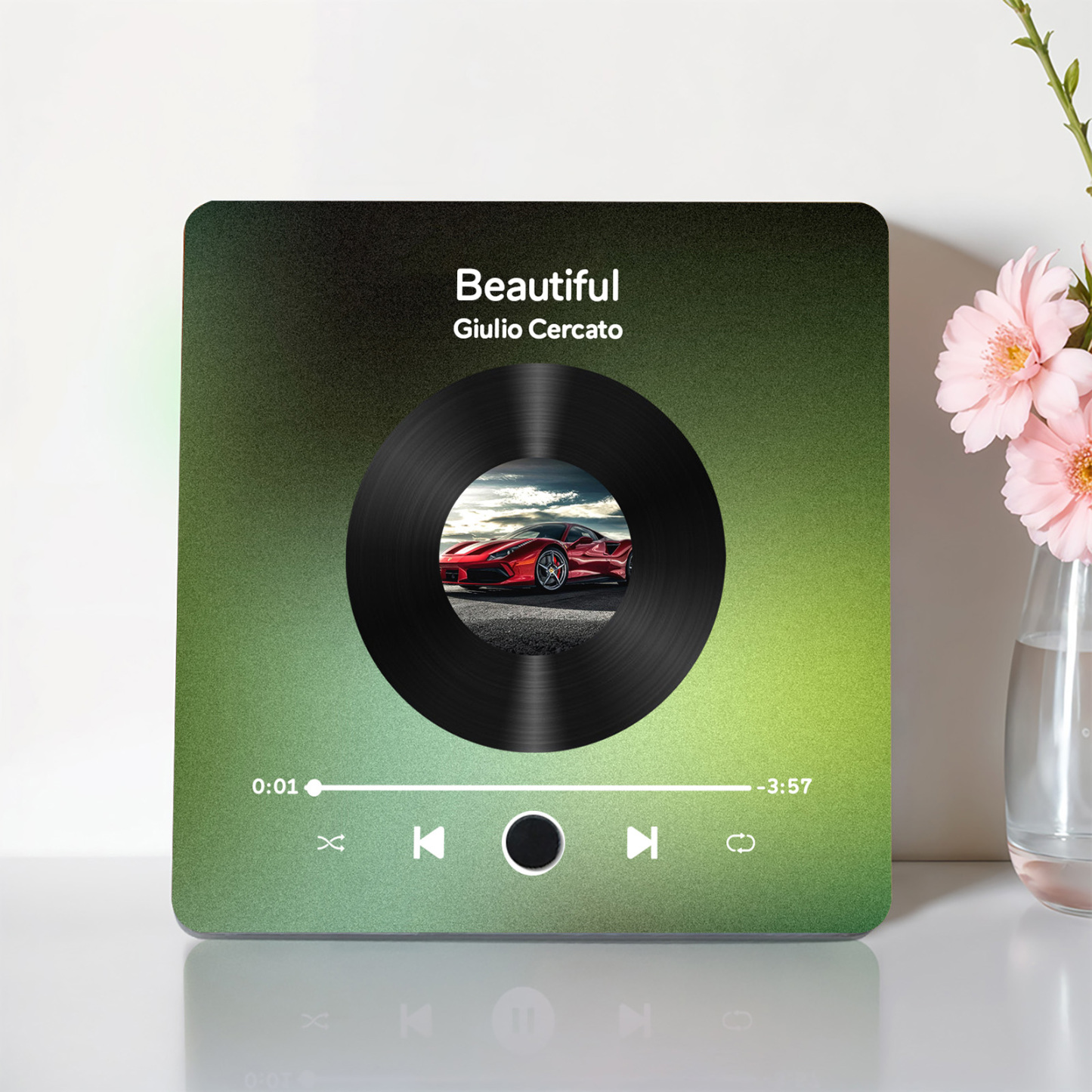 Personalized Spotify Fridge Magnet Customized Red Album Music Fridge Magnet Can Play Songs Gifts for Car Lovers - 