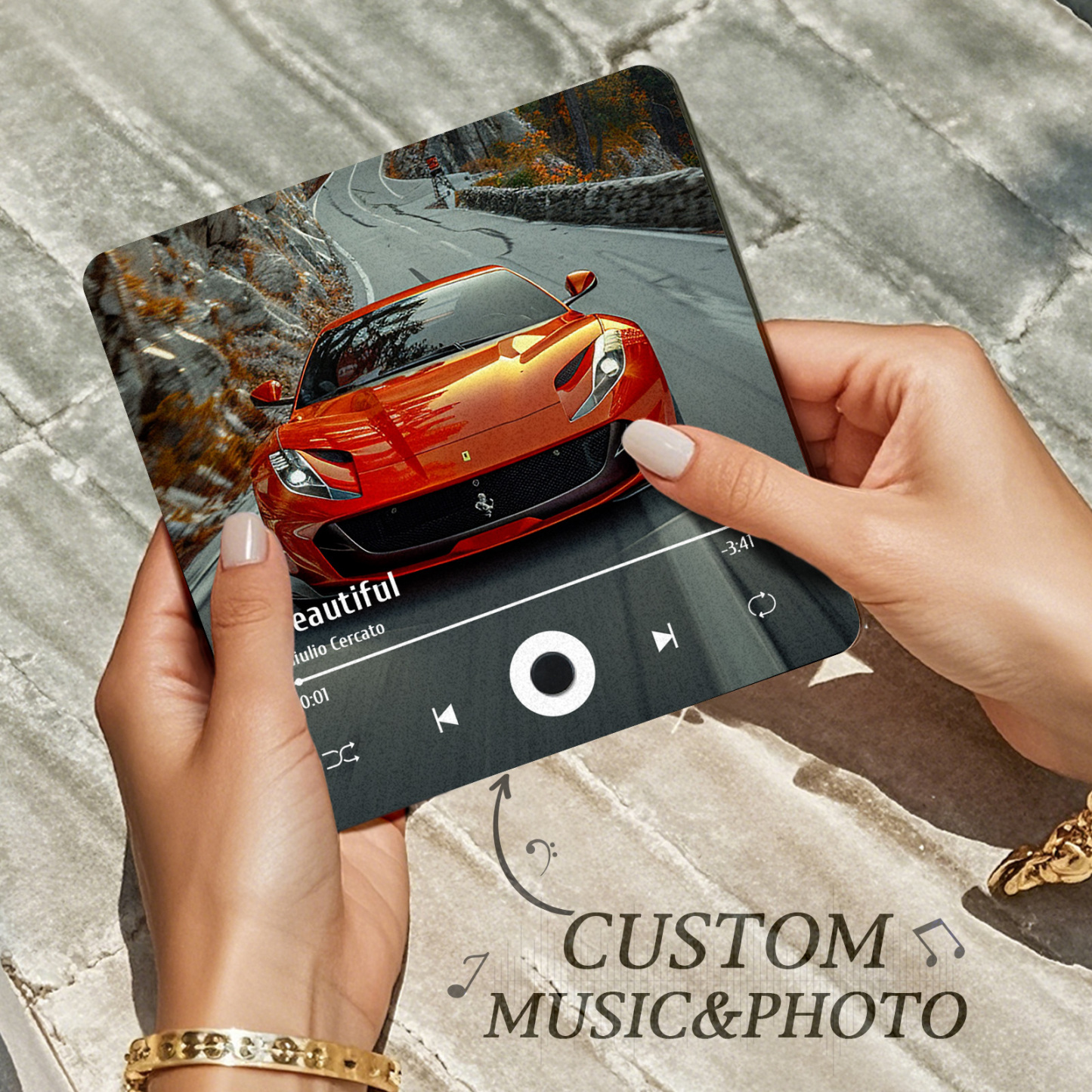 Personalized Spotify Fridge Magnet Customized Red Album Music Fridge Magnet Can Play Songs Gifts for Car Lovers - 