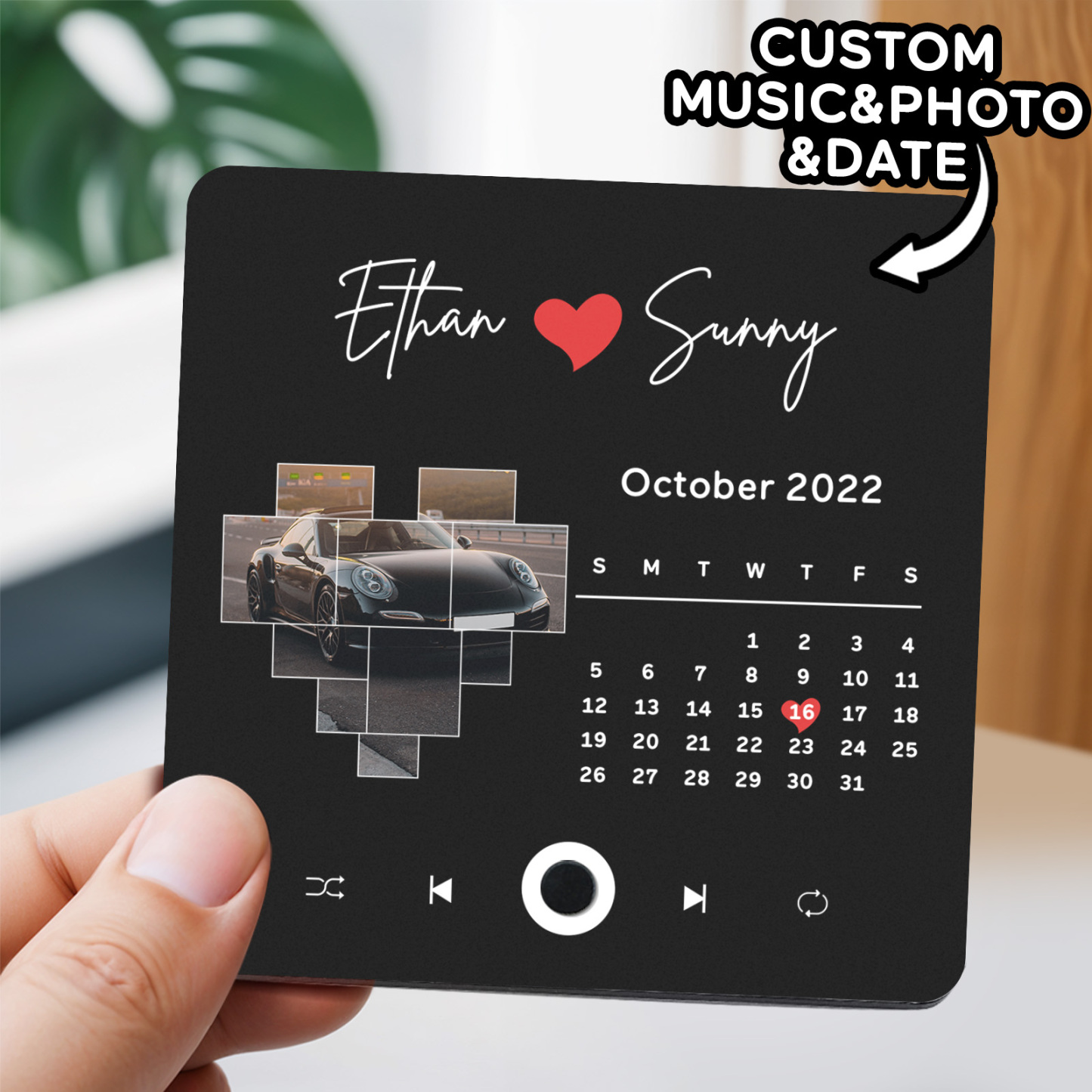 Personalized Spotify Fridge Magnet Customized Red Album Music Fridge Magnet Can Play Songs Gifts for Car Lovers - 