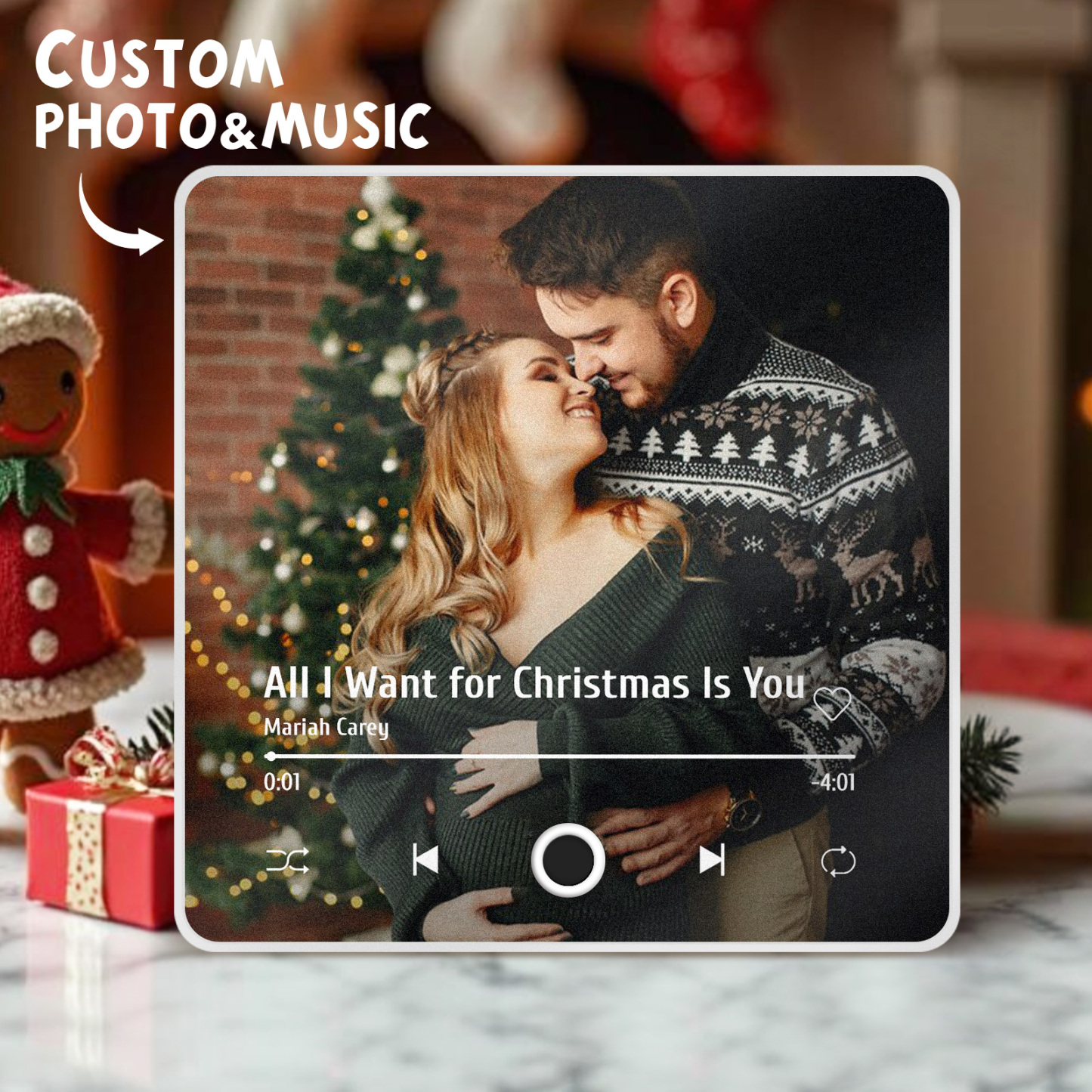 Customized Album Fridge Magnet Personalized Music Fridge Magnet Can Play Songs Christmas Gift - 