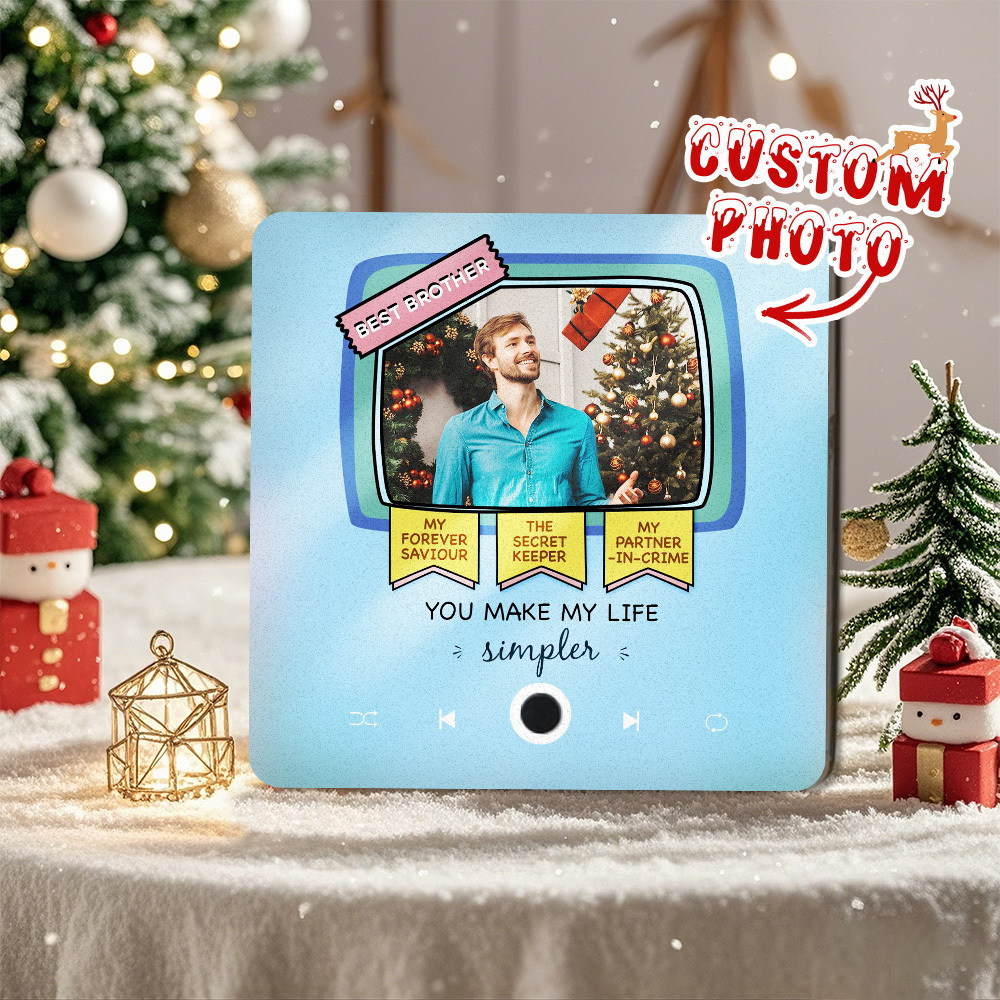 Personalized Music Fridge Magnet Christmas Gift for Brothers Custom Music Magnets Can Play Songs - 