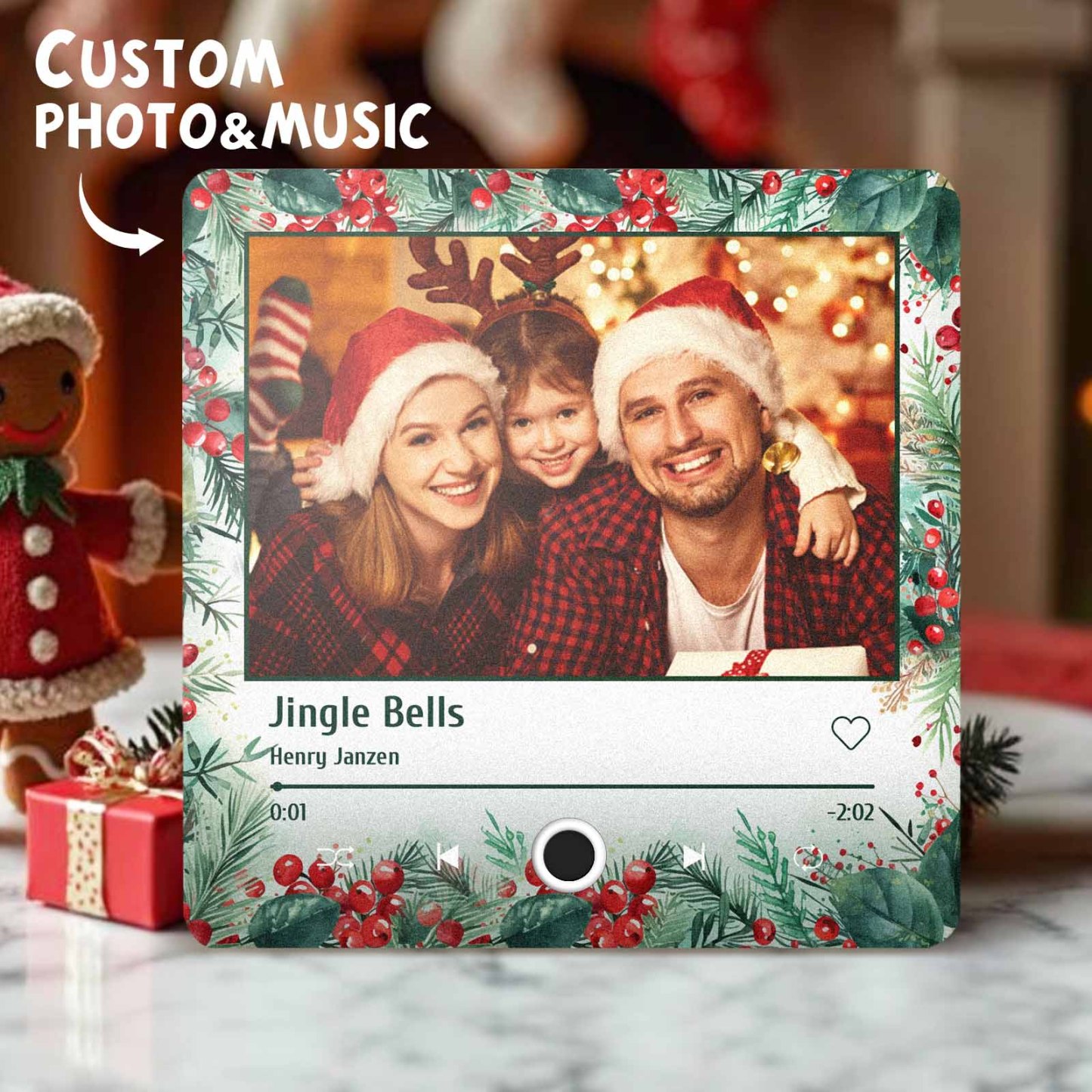 Christmas Music Fridge Magnet Personalized Family Photo Music Magnets Can Play Songs Christmas Gifts - 