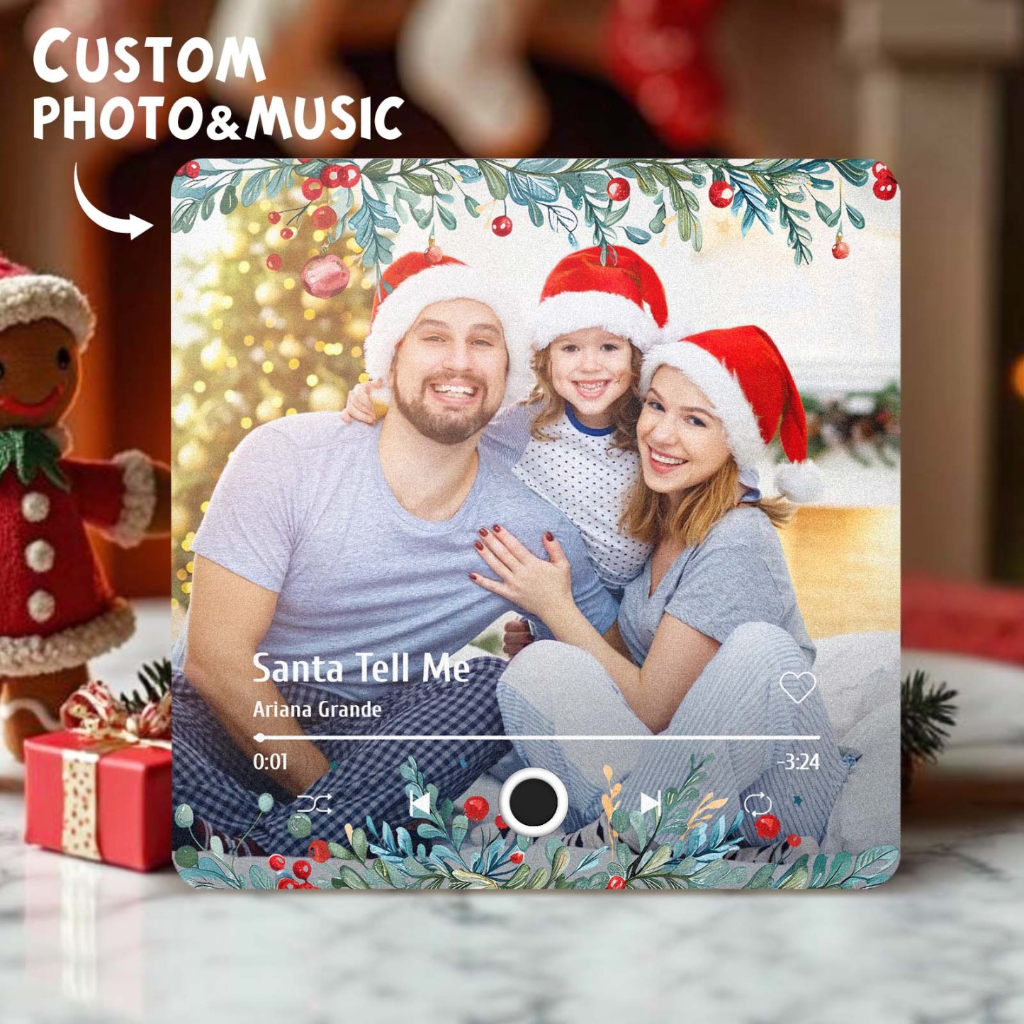 Christmas Music Fridge Magnet Personalized Family Photo Music Magnets Can Play Songs Christmas Gifts - 