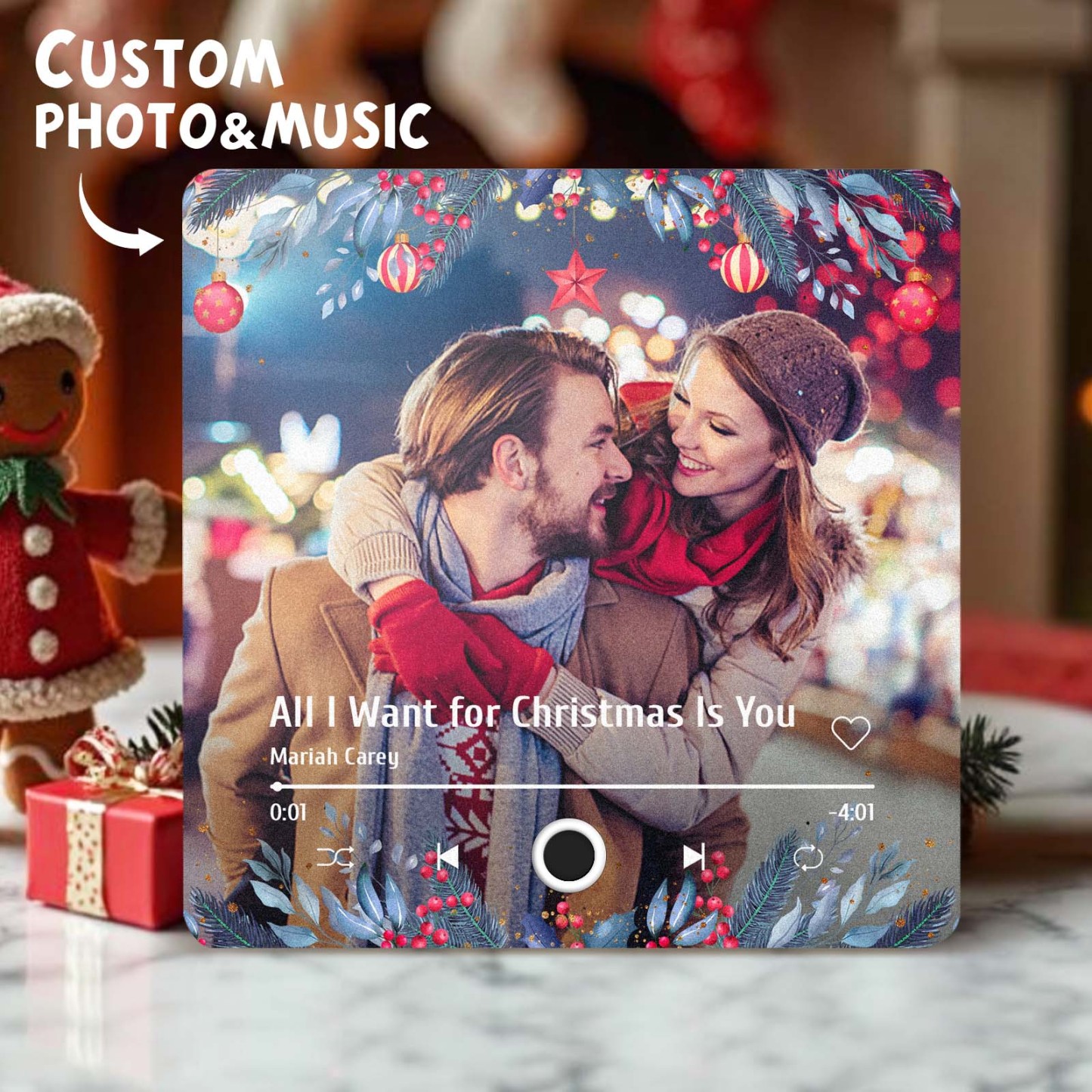 Christmas Music Fridge Magnet Personalized Family Photo Music Magnets Can Play Songs Christmas Gifts - 