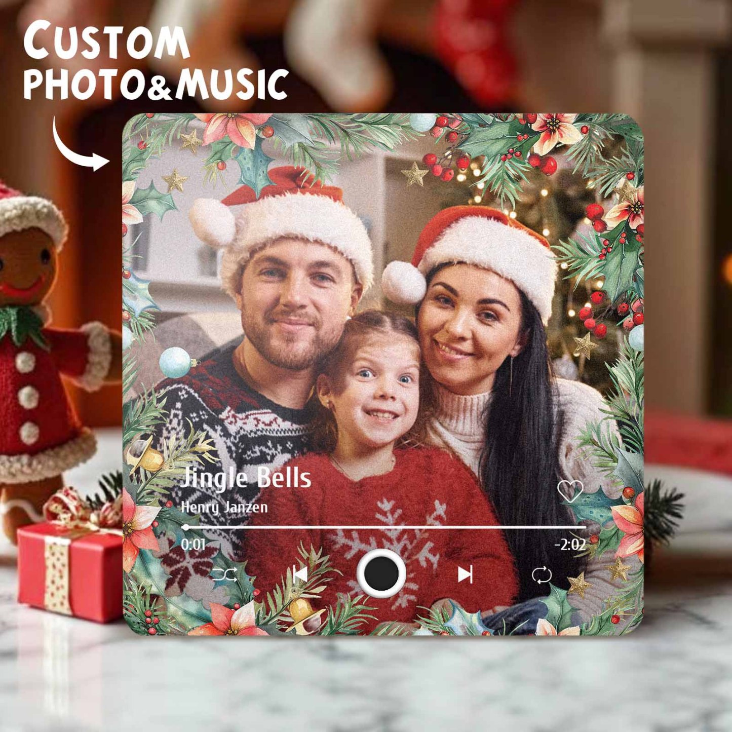 Music Fridge Magnet Personalized Christmas Family Photo Music Magnets Can Play Songs Christmas Gifts - 