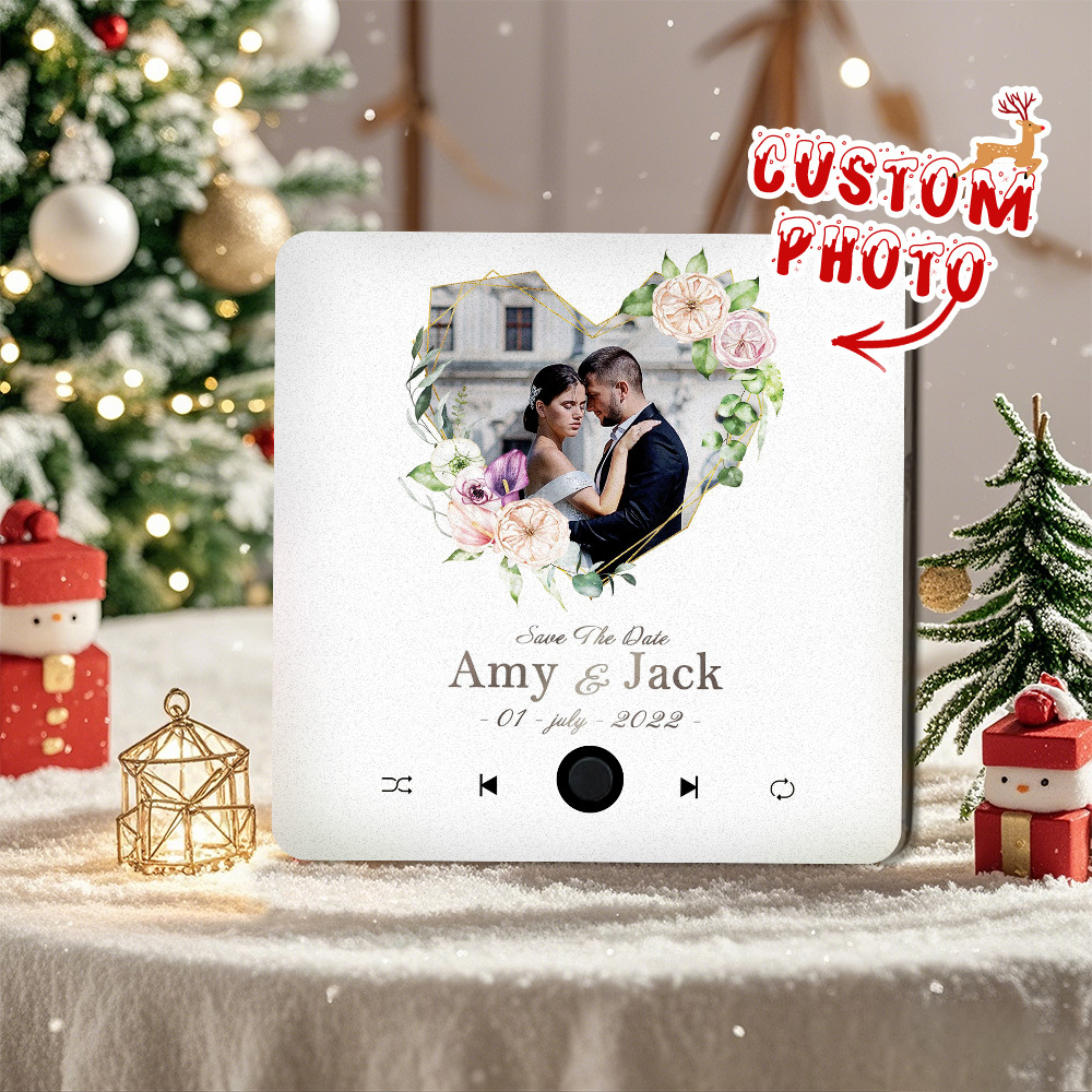 Personalized Wedding Music Fridge Magnet Christmas Gift for Couples Custom Music Magnets Can Play Songs - 