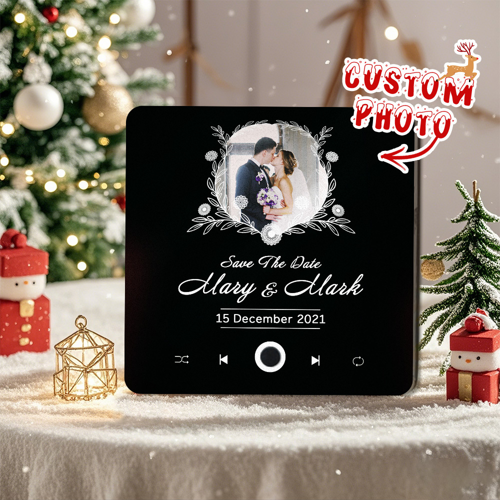 Personalized Wedding Music Fridge Magnet Christmas Gift for Couples Custom Music Magnets Can Play Songs - 