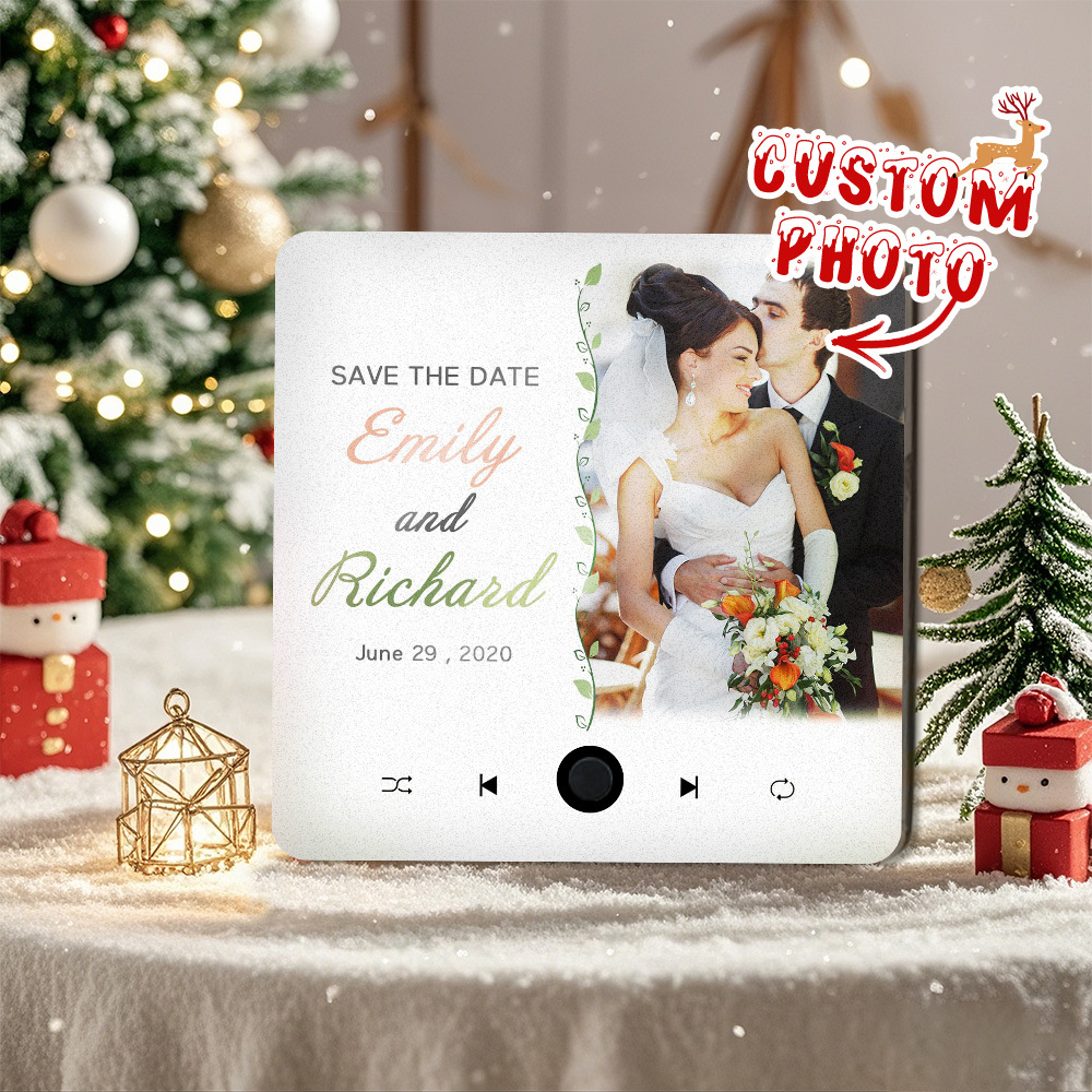 Personalized Wedding Music Fridge Magnet Christmas Gift for Couples Custom Music Magnets Can Play Songs - 