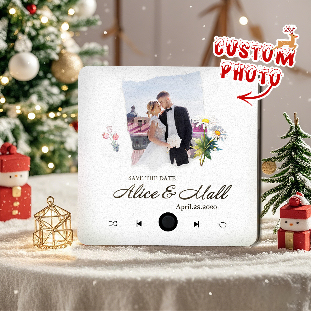 Personalized Wedding Music Fridge Magnet Christmas Gift for Couples Custom Music Magnets Can Play Songs - 