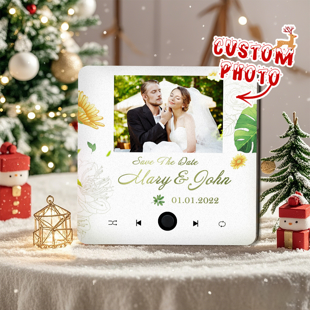 Personalized Wedding Music Fridge Magnet Christmas Gift for Couples Custom Music Magnets Can Play Songs - 