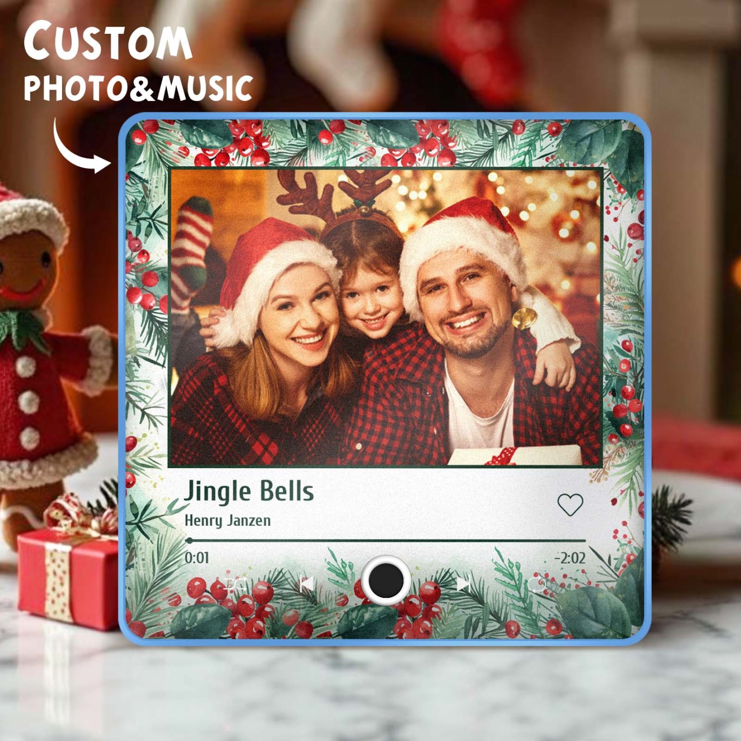 Christmas Music Fridge Magnet Personalized Family Photo Music Magnets Can Play Songs Christmas Gifts - 