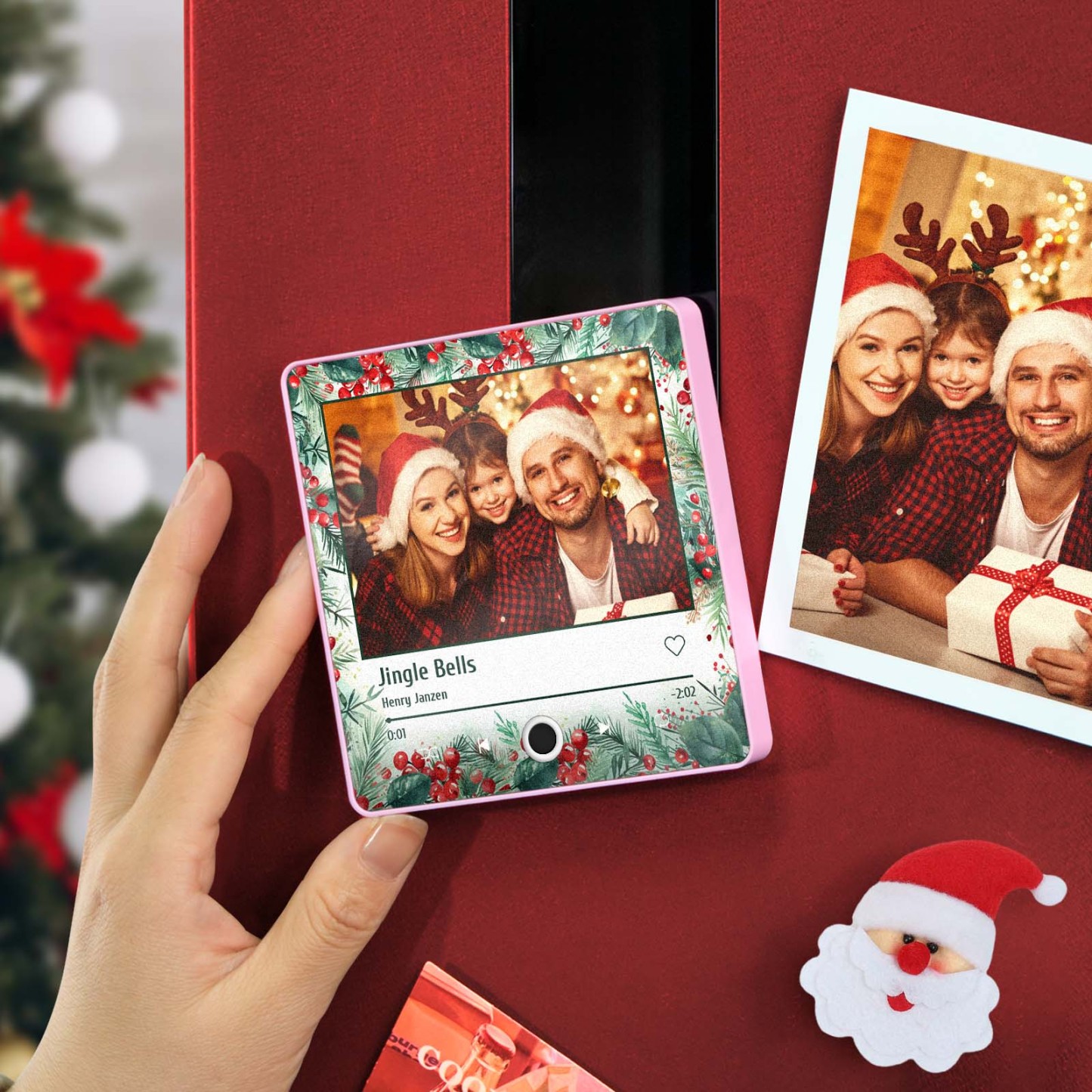 Christmas Music Fridge Magnet Personalized Family Photo Music Magnets Can Play Songs Christmas Gifts - 