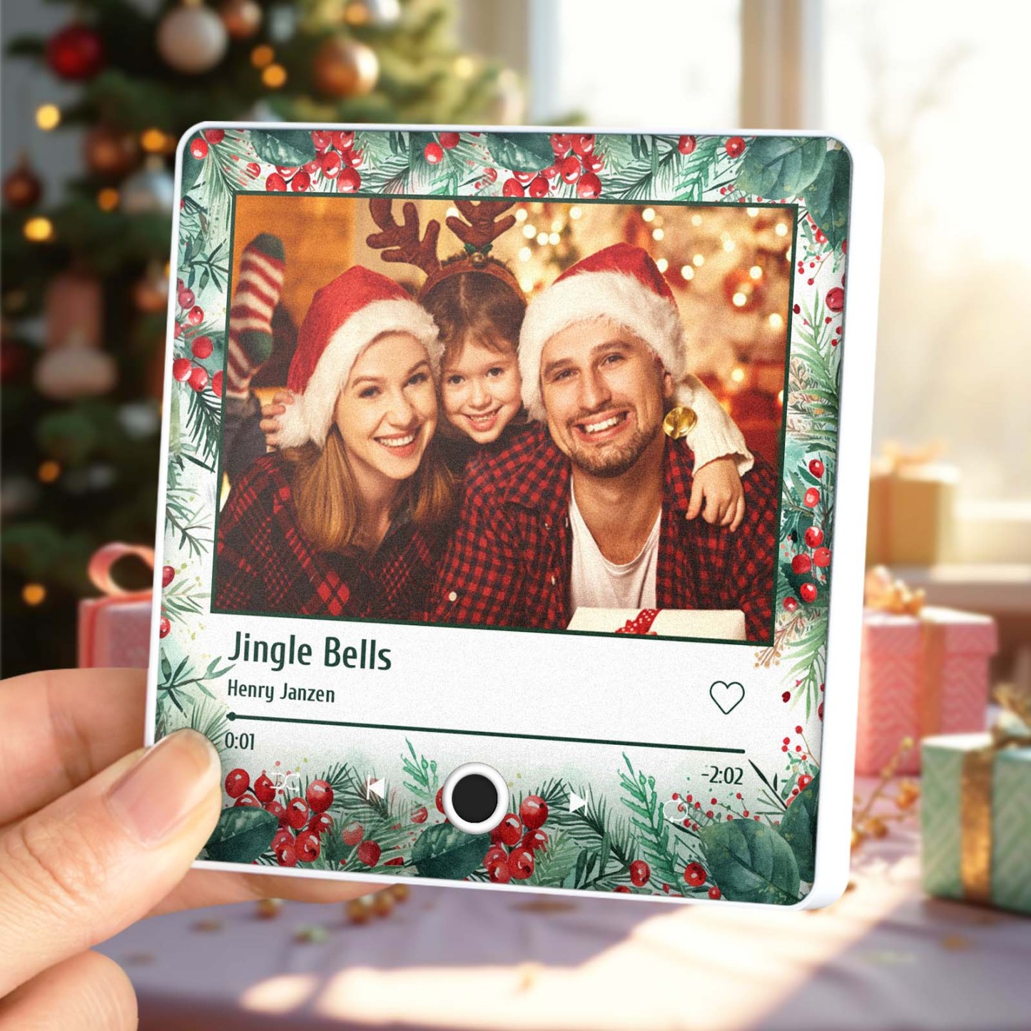 Christmas Music Fridge Magnet Personalized Family Photo Music Magnets Can Play Songs Christmas Gifts - 