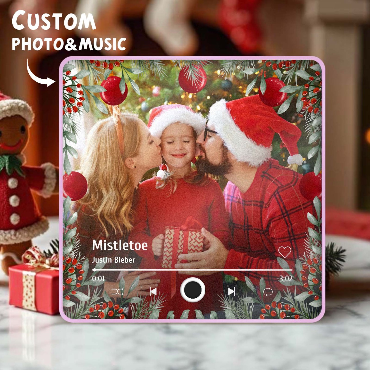 Christmas Music Fridge Magnet Personalized Family Photo Music Magnets Can Play Songs Christmas Gifts - 