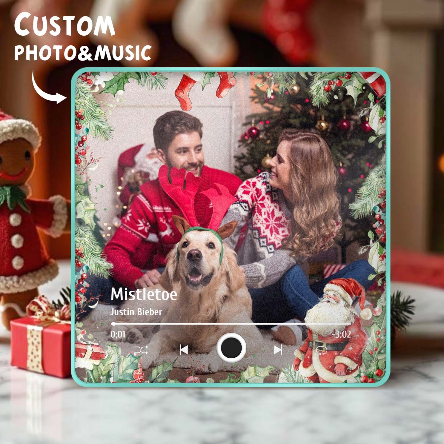 Christmas Music Fridge Magnet Personalized Family Photo Music Magnets Can Play Songs Christmas Gifts - 