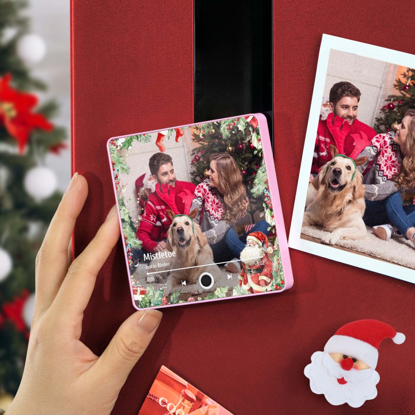 Christmas Music Fridge Magnet Personalized Family Photo Music Magnets Can Play Songs Christmas Gifts - 