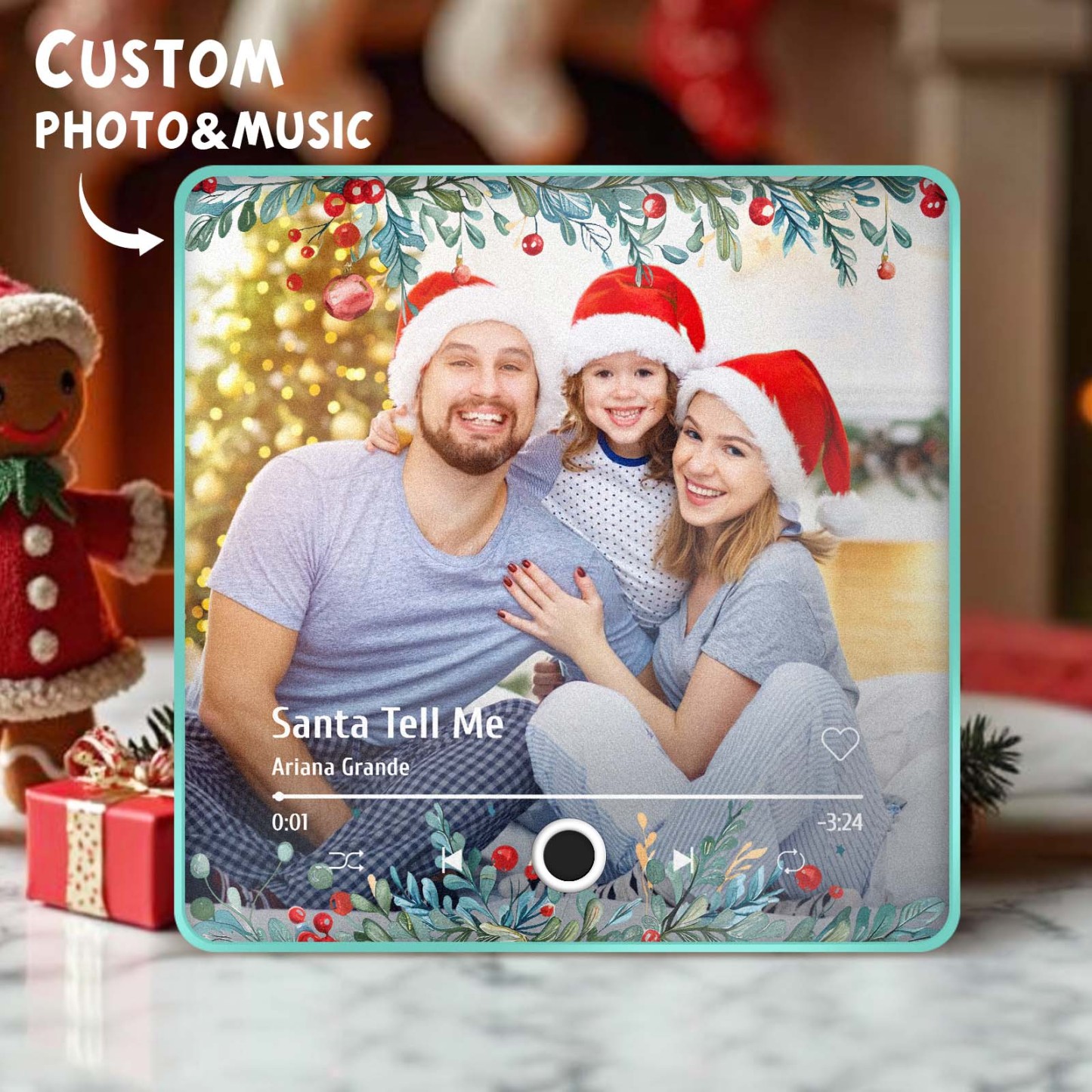 Christmas Music Fridge Magnet Personalized Family Photo Music Magnets Can Play Songs Christmas Gifts - 