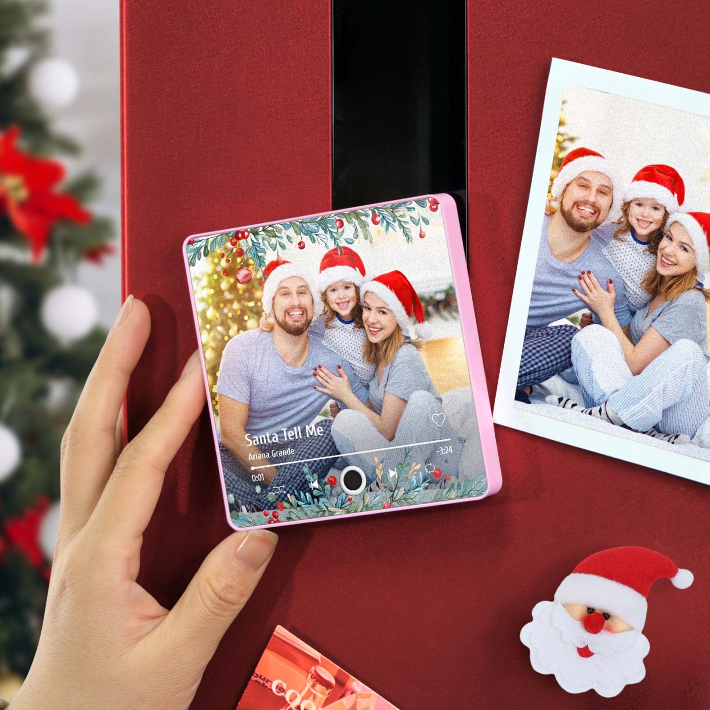 Christmas Music Fridge Magnet Personalized Family Photo Music Magnets Can Play Songs Christmas Gifts - 