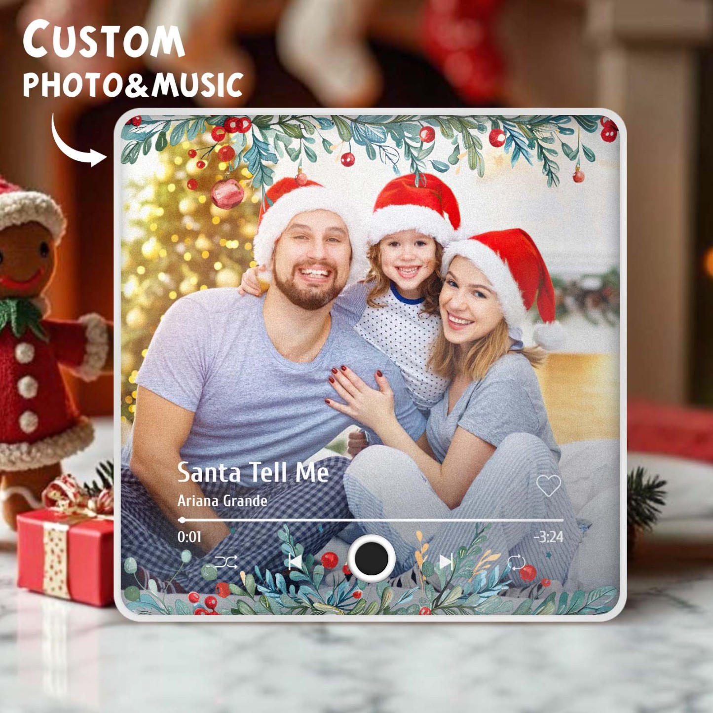 Christmas Music Fridge Magnet Personalized Family Photo Music Magnets Can Play Songs Christmas Gifts - 