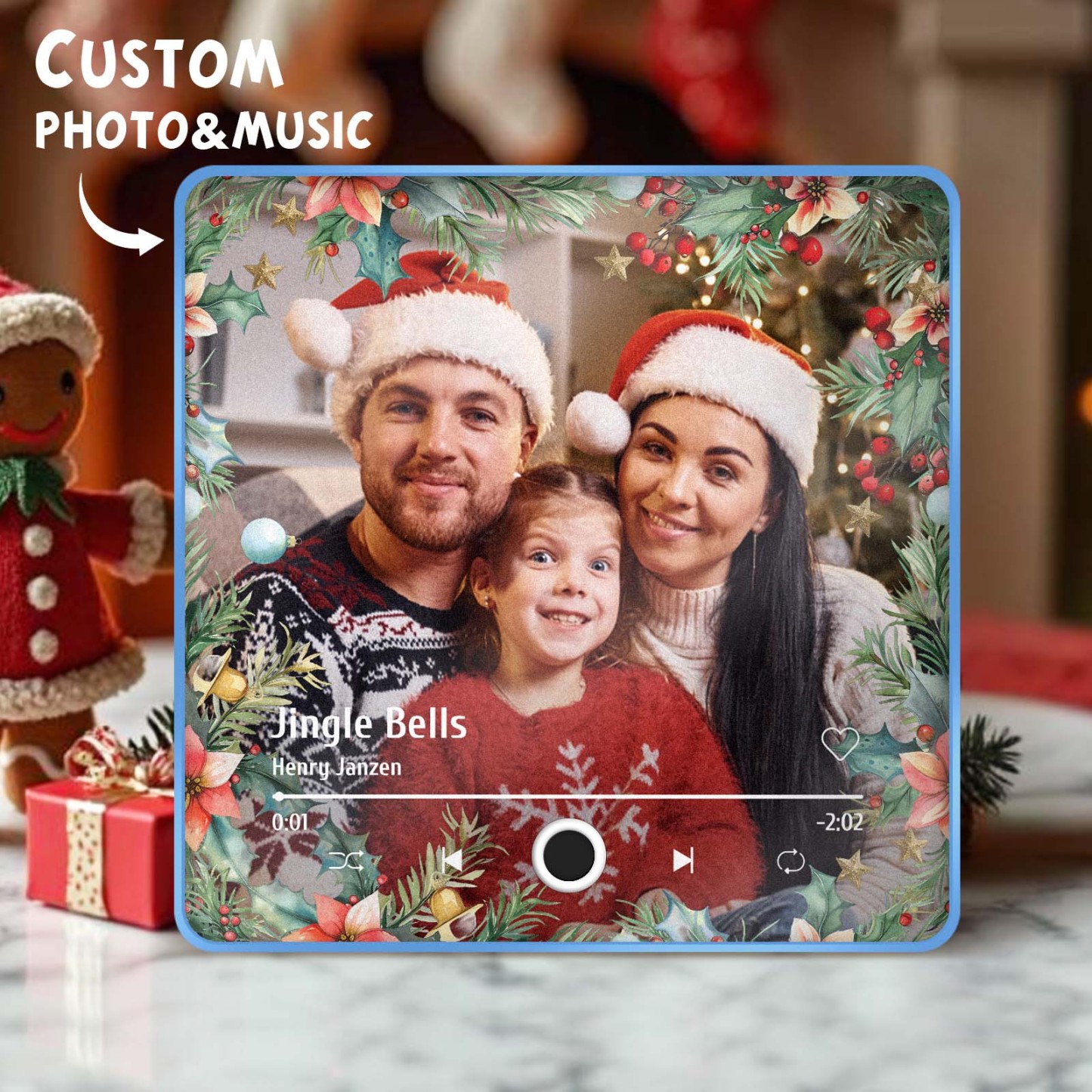 Christmas Music Fridge Magnet Personalized Family Photo Music Magnets Can Play Songs Christmas Gifts - 