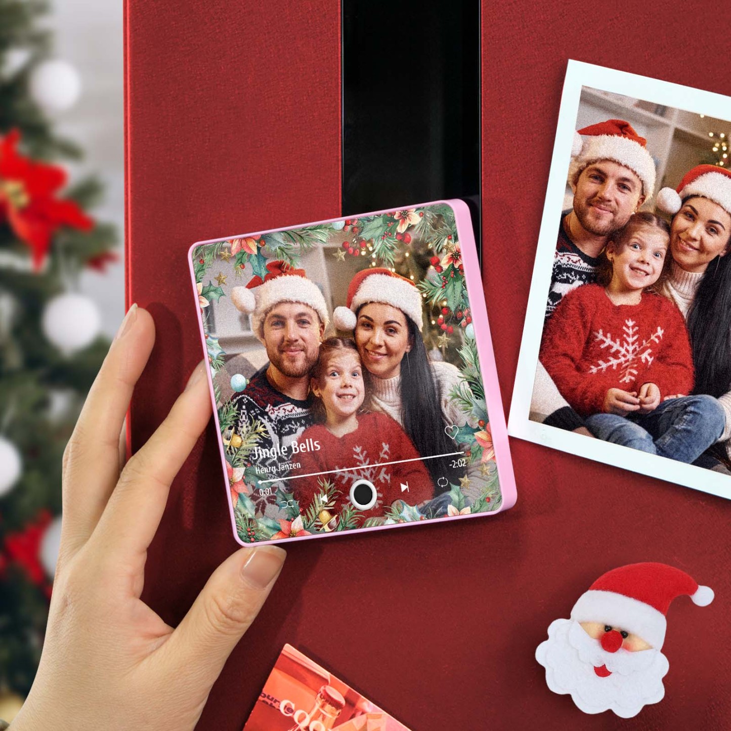 Christmas Music Fridge Magnet Personalized Family Photo Music Magnets Can Play Songs Christmas Gifts - 