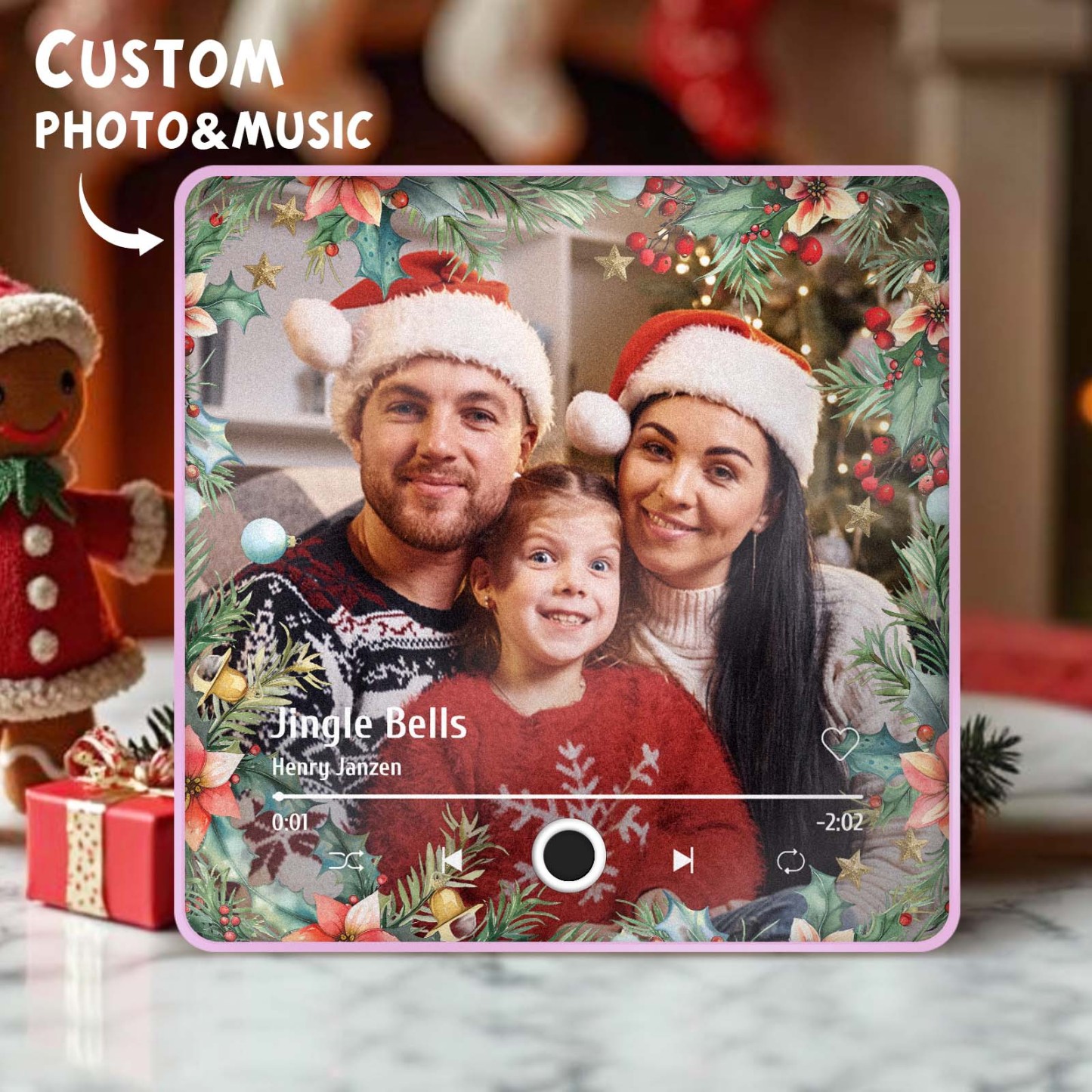 Christmas Music Fridge Magnet Personalized Family Photo Music Magnets Can Play Songs Christmas Gifts - 