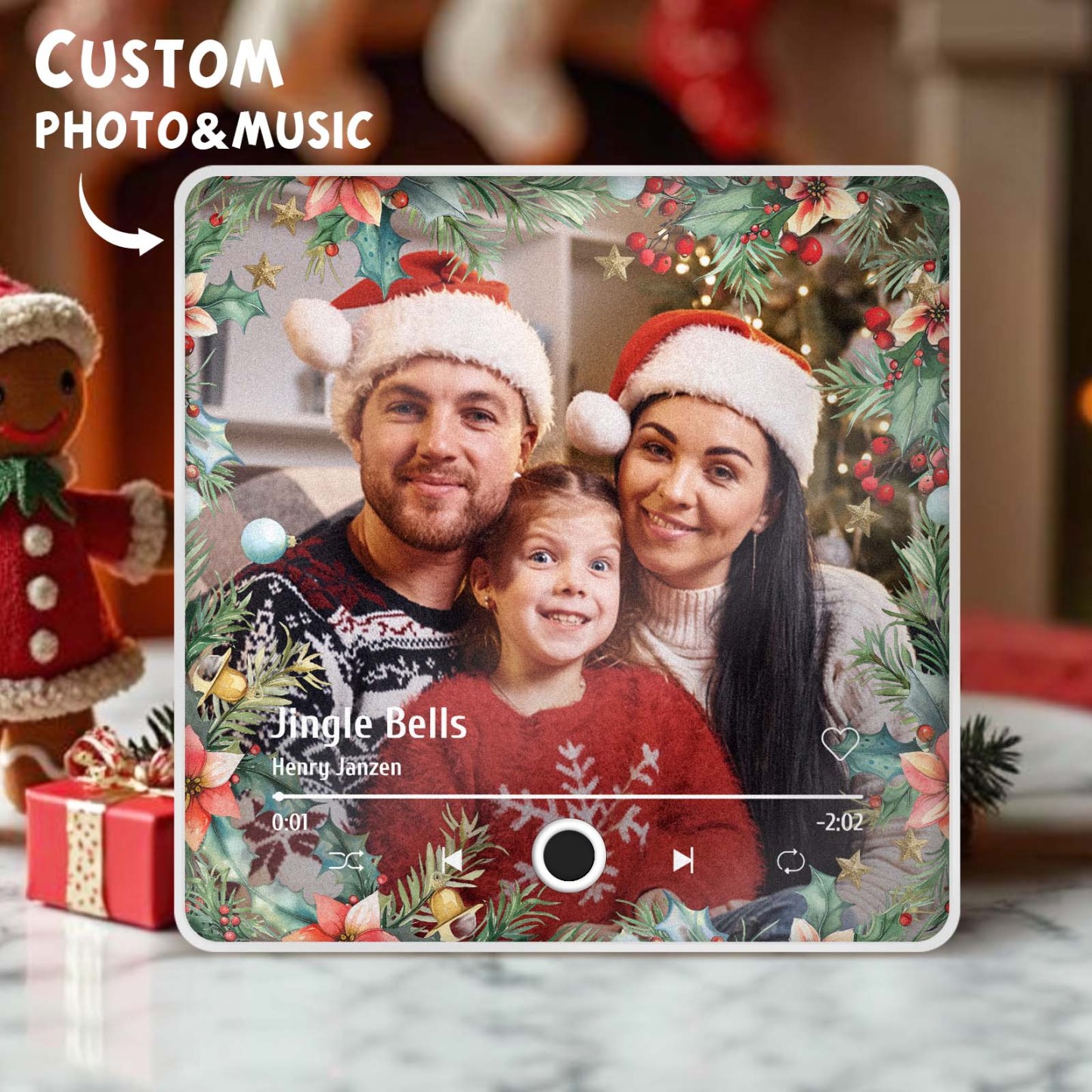 Christmas Music Fridge Magnet Personalized Family Photo Music Magnets Can Play Songs Christmas Gifts - 