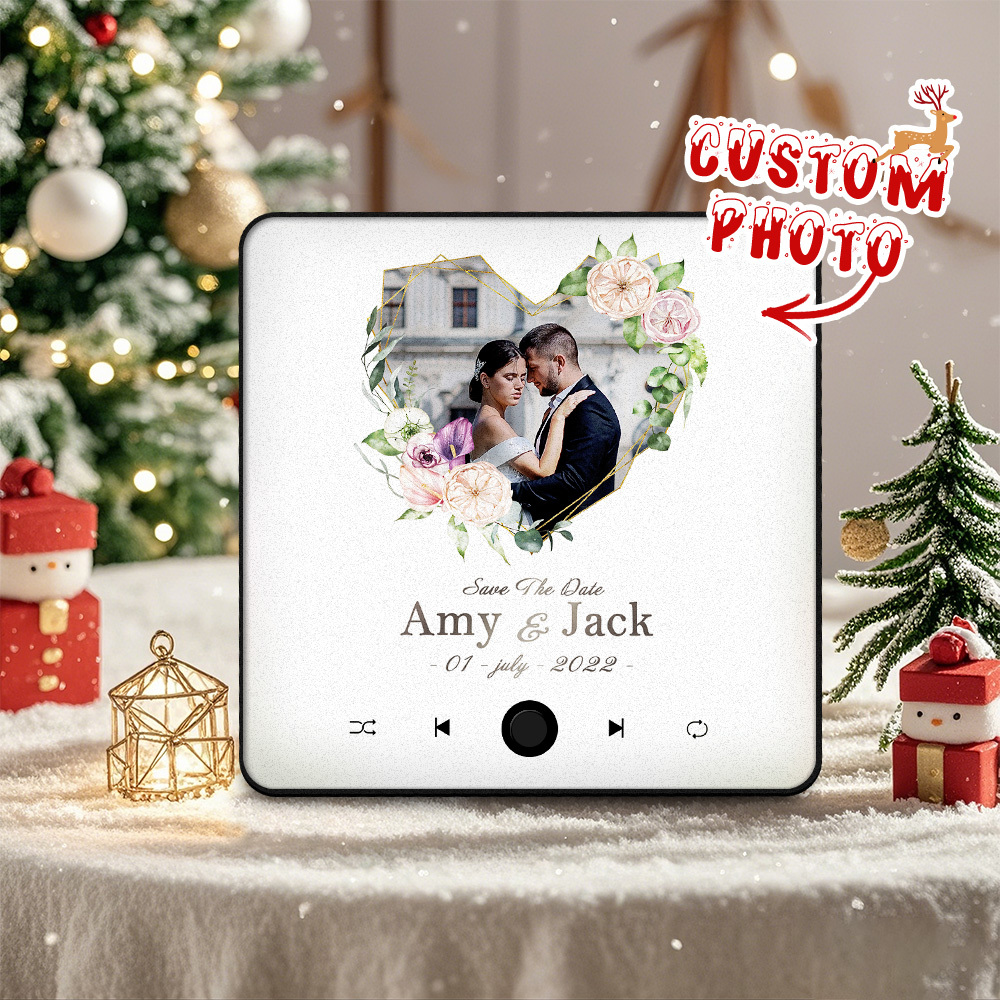 Personalized Wedding Music Fridge Magnet Christmas Gift for Couples Custom Music Magnets Can Play Songs - 