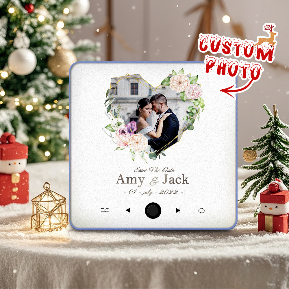 Personalized Wedding Music Fridge Magnet Christmas Gift for Couples Custom Music Magnets Can Play Songs - 