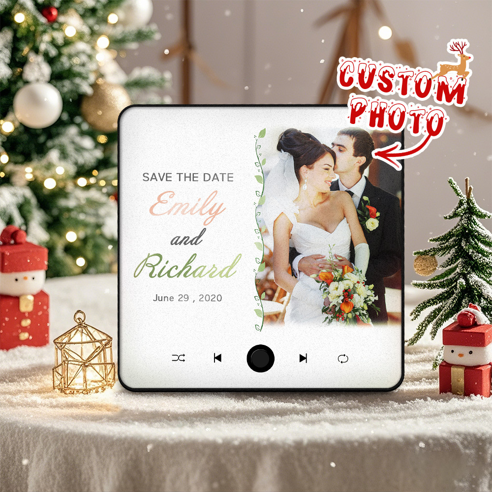Personalized Wedding Music Fridge Magnet Christmas Gift for Couples Custom Music Magnets Can Play Songs - 