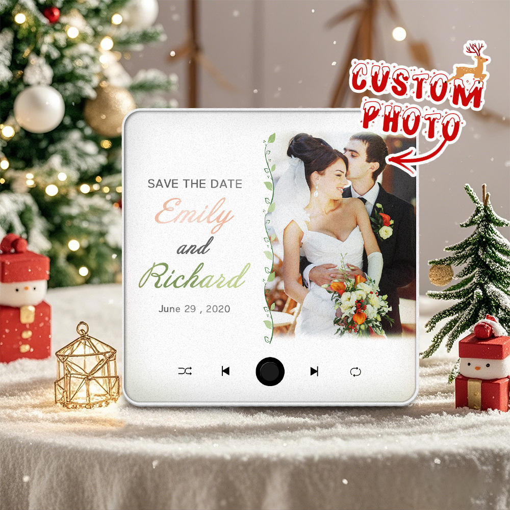 Personalized Wedding Music Fridge Magnet Christmas Gift for Couples Custom Music Magnets Can Play Songs - 