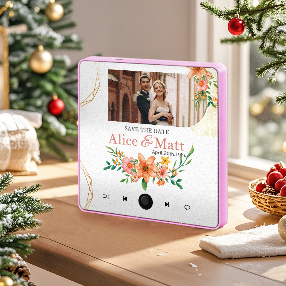 Personalized Wedding Music Fridge Magnet Christmas Gift for Couples Custom Music Magnets Can Play Songs - 