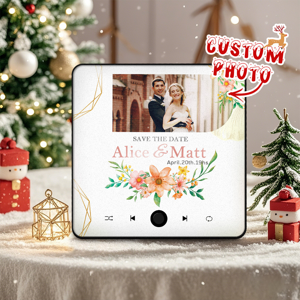 Personalized Wedding Music Fridge Magnet Christmas Gift for Couples Custom Music Magnets Can Play Songs - 