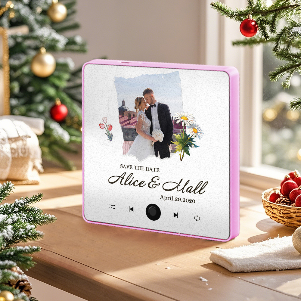 Personalized Wedding Music Fridge Magnet Christmas Gift for Couples Custom Music Magnets Can Play Songs - 