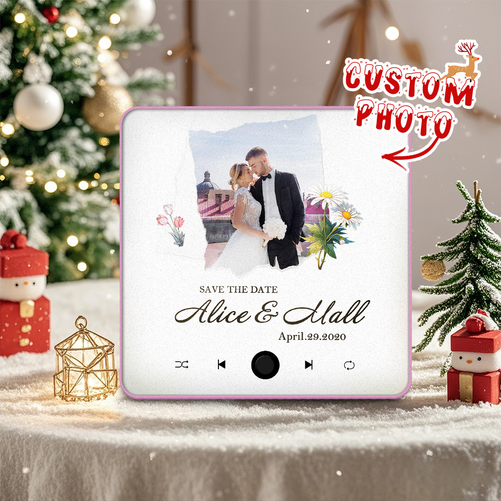 Personalized Wedding Music Fridge Magnet Christmas Gift for Couples Custom Music Magnets Can Play Songs - 