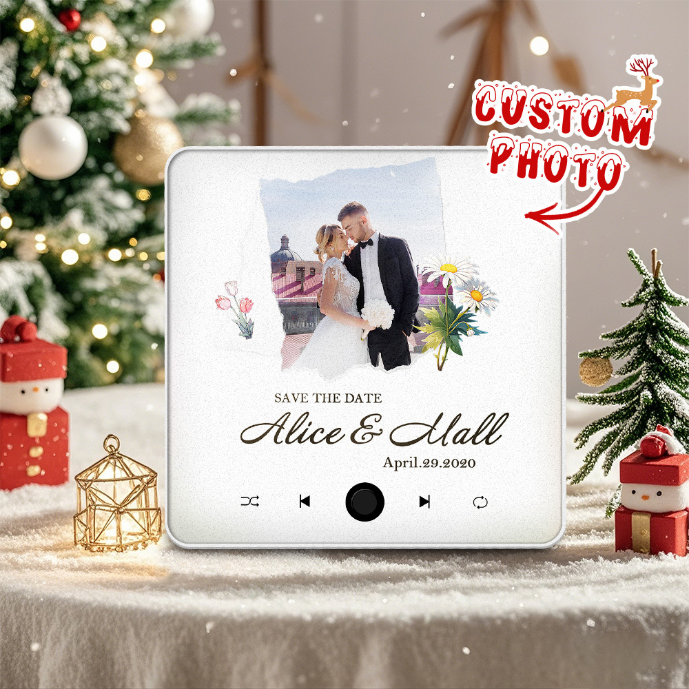 Personalized Wedding Music Fridge Magnet Christmas Gift for Couples Custom Music Magnets Can Play Songs - 
