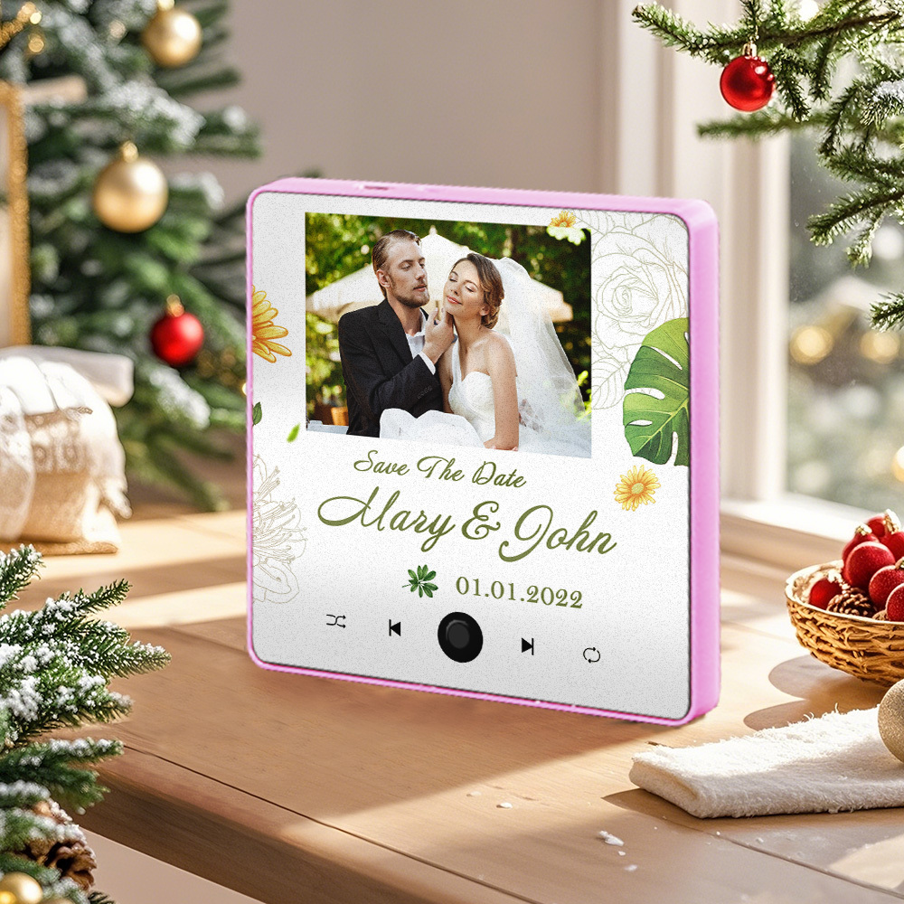 Personalized Wedding Music Fridge Magnet Christmas Gift for Couples Custom Music Magnets Can Play Songs - 
