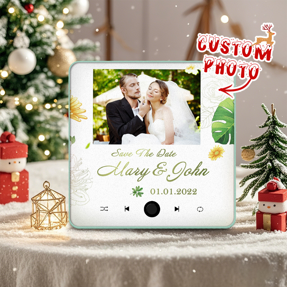 Personalized Wedding Music Fridge Magnet Christmas Gift for Couples Custom Music Magnets Can Play Songs - 