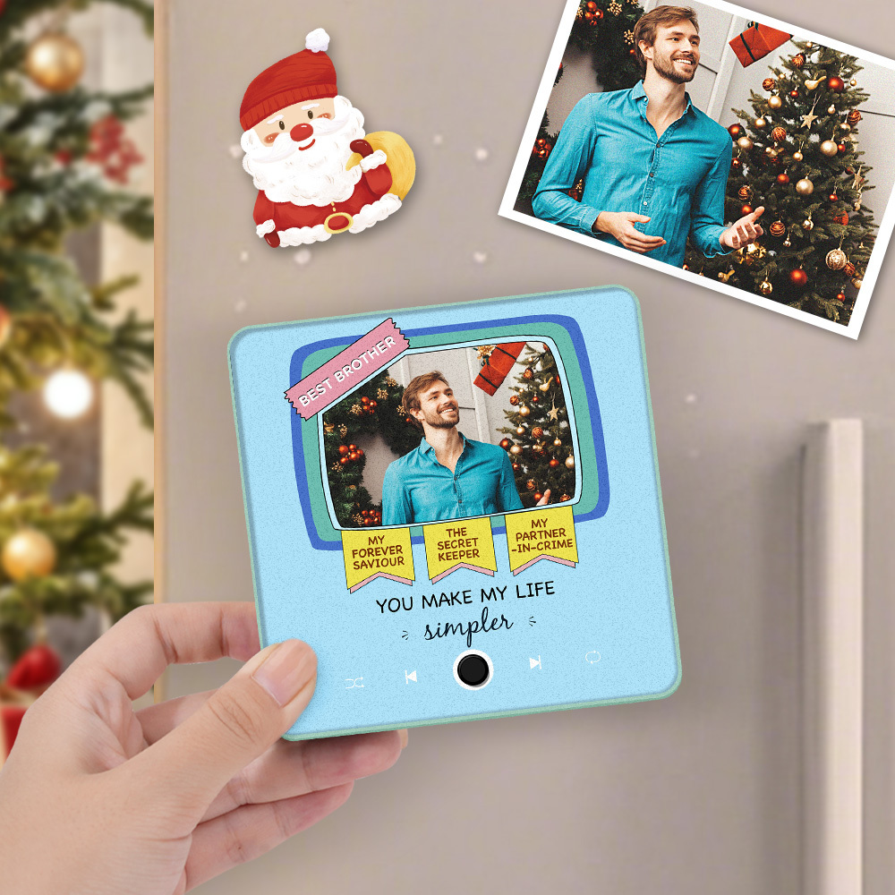 Personalized Music Fridge Magnet Christmas Gift for Brothers Custom Music Magnets Can Play Songs - 