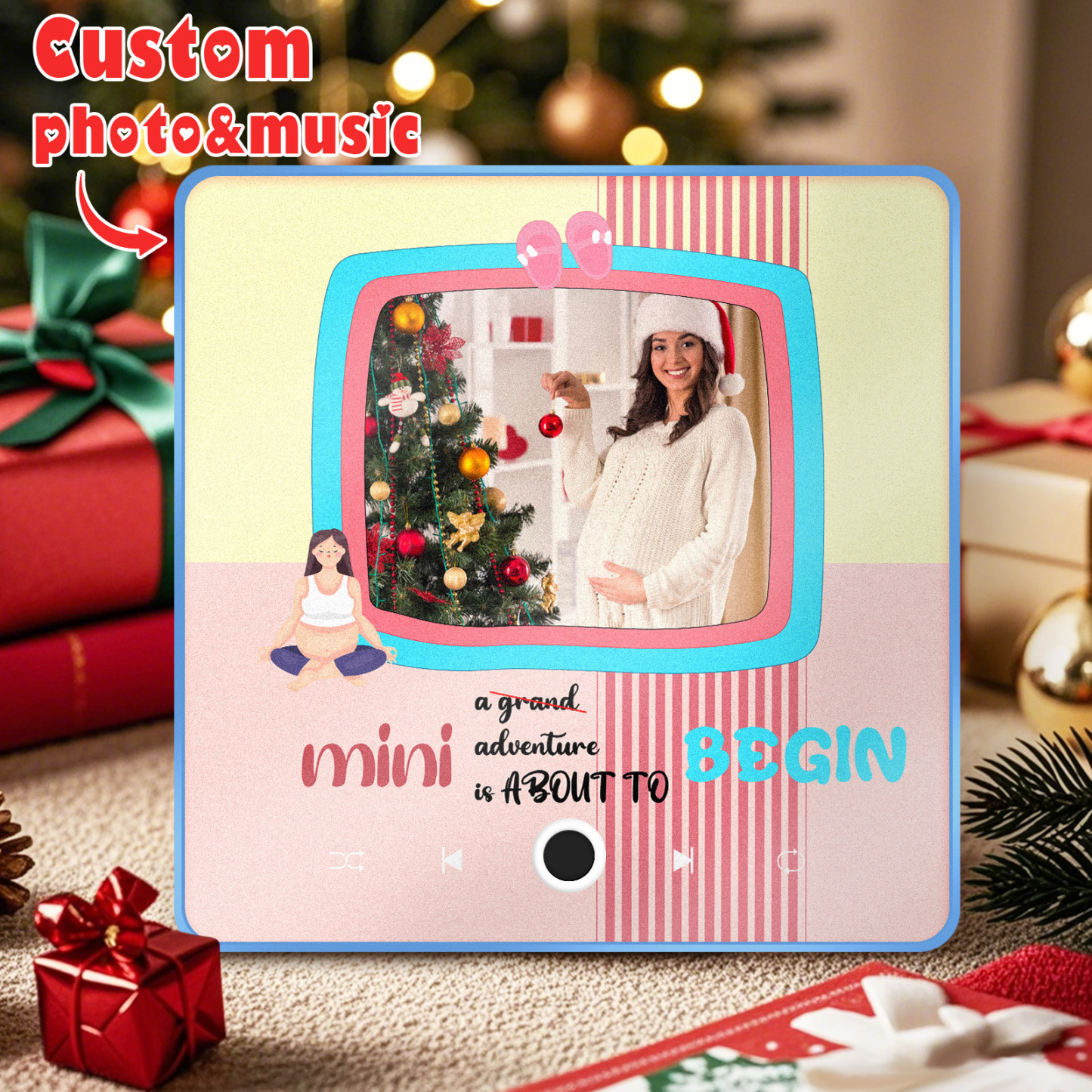 Personalized Photo Music Fridge Magnet Christmas Gift for Mom Custom Music Magnets Can Play Songs - 