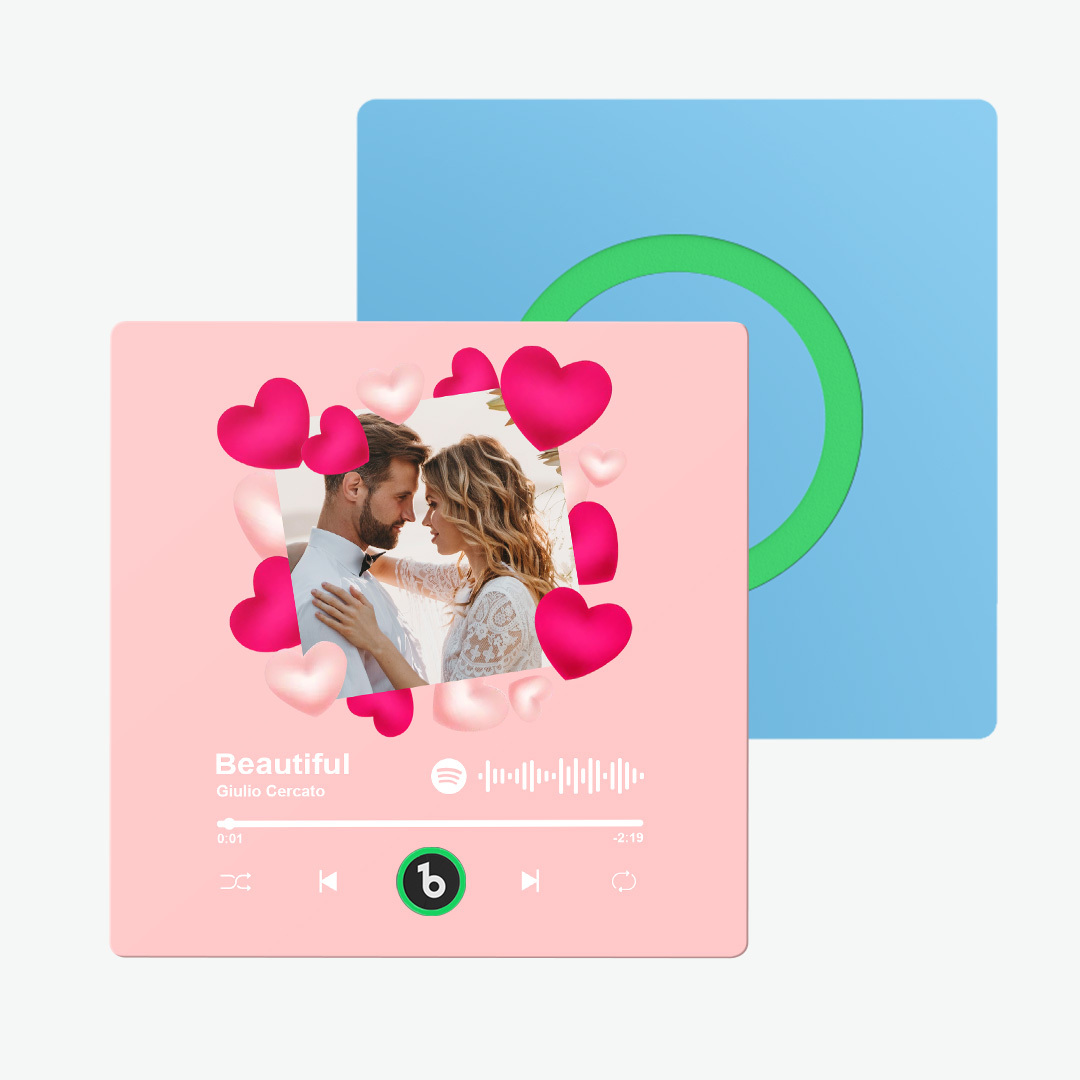 Custom Couple Photo Fridge Magnets Personalized First Dance Song Magnets Can Play Music Customizable Picture Fridge Magnets Anniversary Home Decor for Wife Husband Valentine's Day Gifts - 