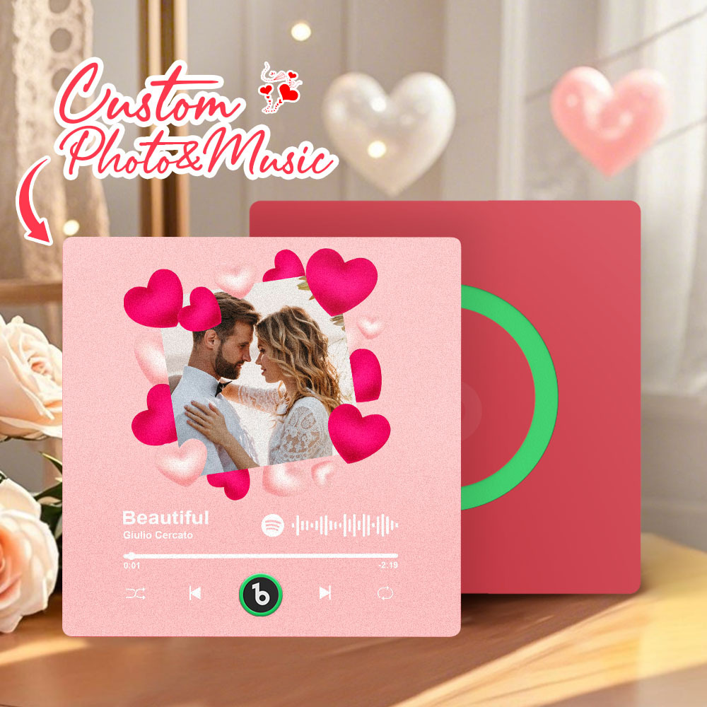 Custom Couple Photo Fridge Magnets Personalized First Dance Song Magnets Can Play Music Customizable Picture Fridge Magnets Anniversary Home Decor for Wife Husband Valentine's Day Gifts - 