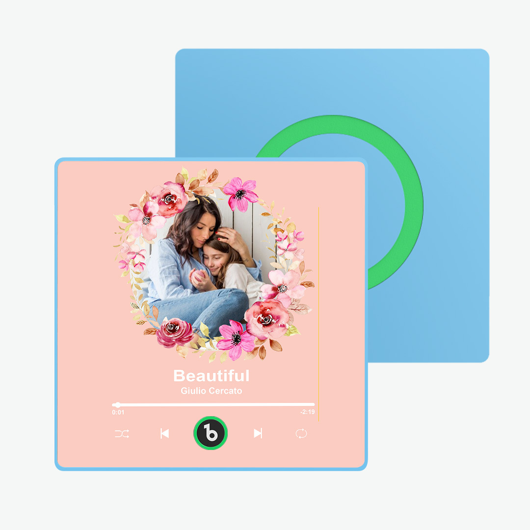 Custom Album Music Magnets for Refrigerator Personalized Memory Photo Magnets Can Play Song Pink Flowers Pictures Magnets Birthday Song Magnet for Mother Grandma - 